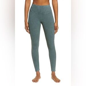 Zella Snow Wash High Waist Rib Ankle Leggings in Green Urban Medium